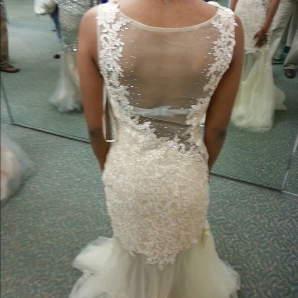 David's Bridal Dresses & Skirts - Cream lace prom dress